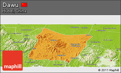 Political Panoramic Map of Dawu, physical outside