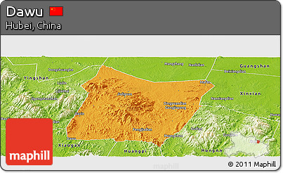 Political Panoramic Map of Dawu, physical outside