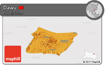 Political Panoramic Map of Dawu, single color outside