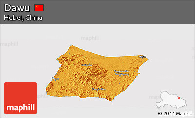 Political Panoramic Map of Dawu, single color outside