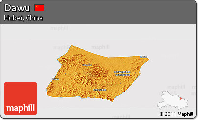 Political Panoramic Map of Dawu, single color outside