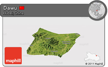 Satellite Panoramic Map of Dawu, cropped outside