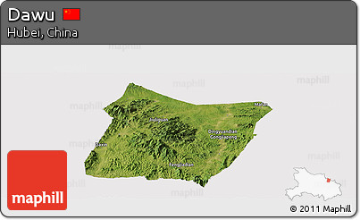 Satellite Panoramic Map of Dawu, cropped outside