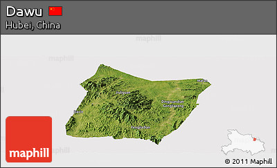Satellite Panoramic Map of Dawu, cropped outside