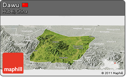 Satellite Panoramic Map of Dawu, lighten, semi-desaturated