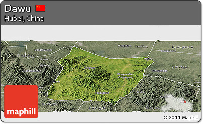 Satellite Panoramic Map of Dawu, semi-desaturated