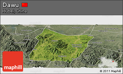 Satellite Panoramic Map of Dawu, semi-desaturated