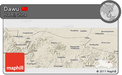 Shaded Relief Panoramic Map of Dawu