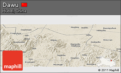 Shaded Relief Panoramic Map of Dawu