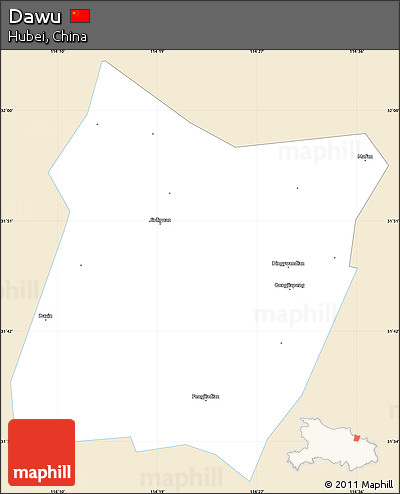 Classic Style Simple Map of Dawu, single color outside