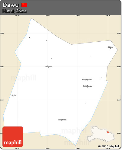 Classic Style Simple Map of Dawu, single color outside