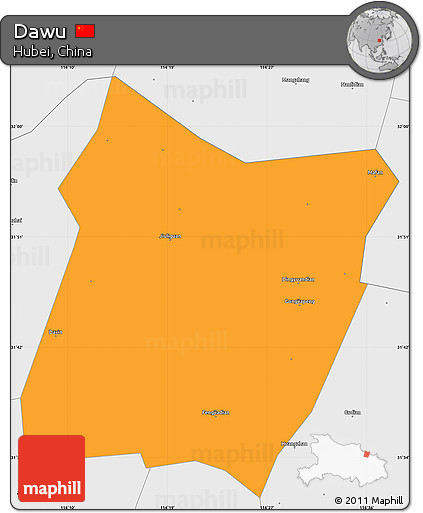 Political Simple Map of Dawu, single color outside, borders and labels