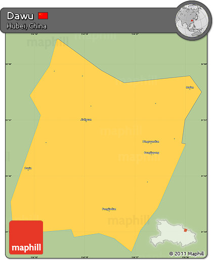 Savanna Style Simple Map of Dawu, single color outside