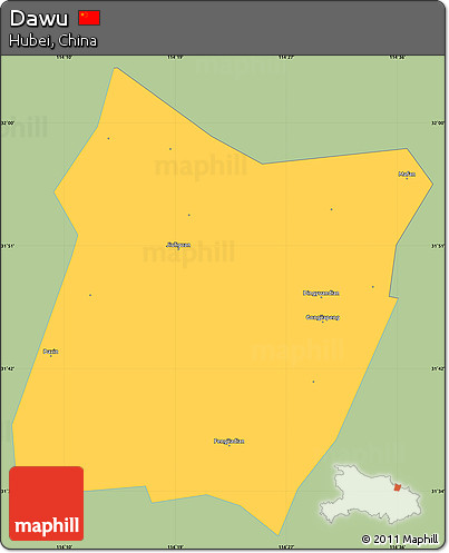 Savanna Style Simple Map of Dawu, single color outside