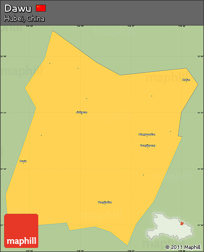 Savanna Style Simple Map of Dawu, single color outside