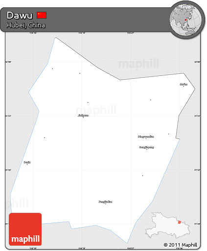 Silver Style Simple Map of Dawu, single color outside