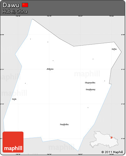 Silver Style Simple Map of Dawu, single color outside