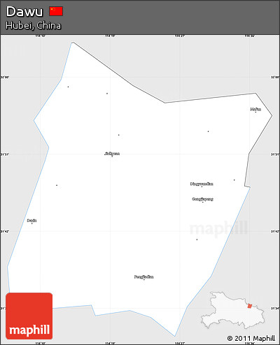 Silver Style Simple Map of Dawu, single color outside