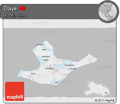 Gray 3D Map of Daye, single color outside