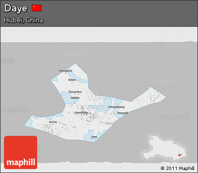 Gray 3D Map of Daye, single color outside