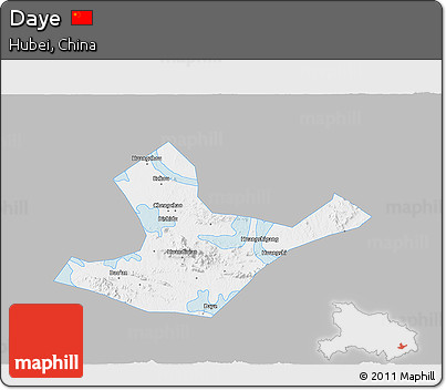 Gray 3D Map of Daye, single color outside