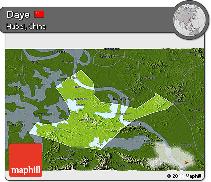 Physical 3D Map of Daye, darken