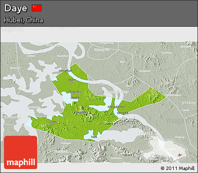 Physical 3D Map of Daye, lighten, semi-desaturated