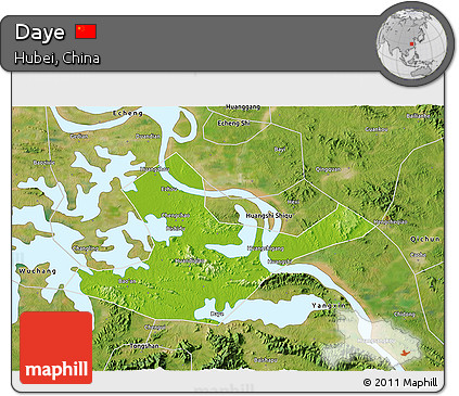 Physical 3D Map of Daye, satellite outside