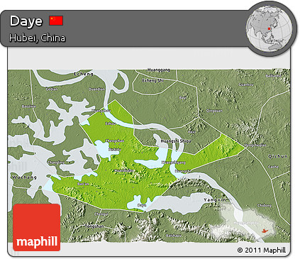 Physical 3D Map of Daye, semi-desaturated