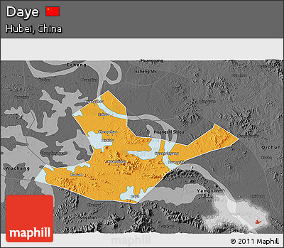 Political 3D Map of Daye, darken, desaturated