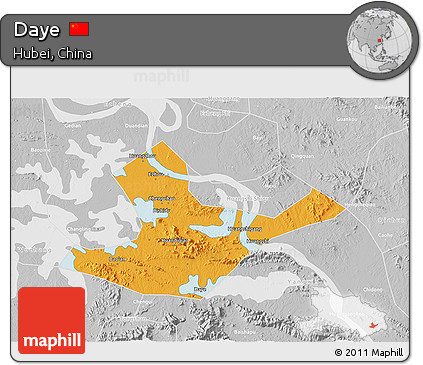 Political 3D Map of Daye, lighten, desaturated