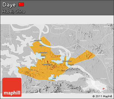Political 3D Map of Daye, lighten, desaturated