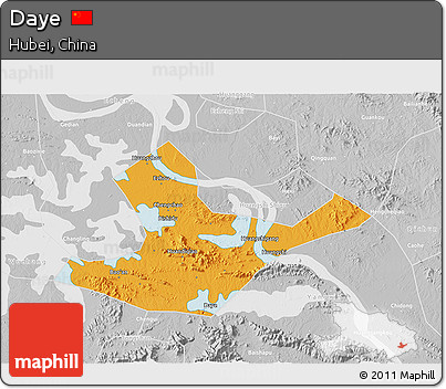 Political 3D Map of Daye, lighten, desaturated