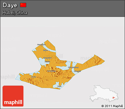 Political 3D Map of Daye, single color outside