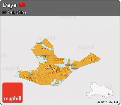 Political 3D Map of Daye, single color outside