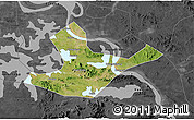 Satellite 3D Map of Daye, darken, desaturated