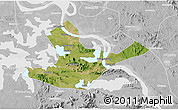 Satellite 3D Map of Daye, lighten, desaturated