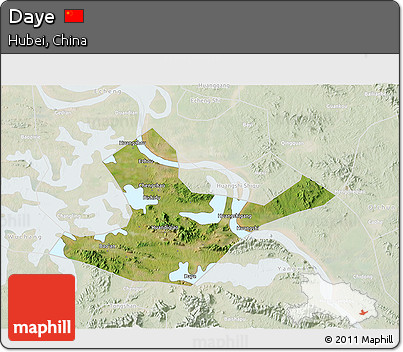 Satellite 3D Map of Daye, lighten