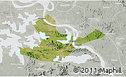 Satellite 3D Map of Daye, lighten, semi-desaturated