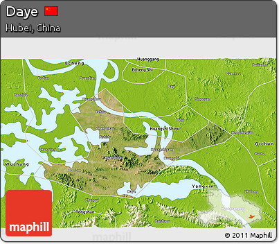 Satellite 3D Map of Daye, physical outside