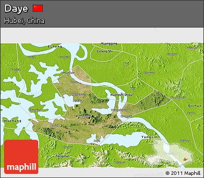 Satellite 3D Map of Daye, physical outside