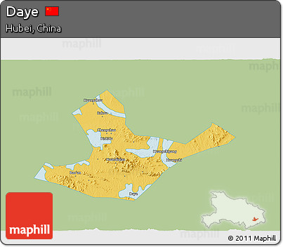 Savanna Style 3D Map of Daye, single color outside