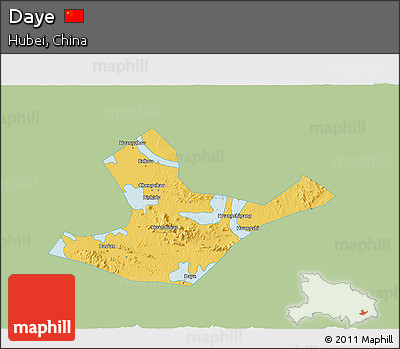 Savanna Style 3D Map of Daye, single color outside