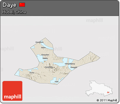 Shaded Relief 3D Map of Daye, cropped outside