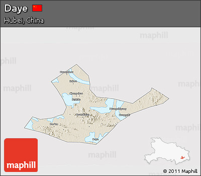 Shaded Relief 3D Map of Daye, cropped outside