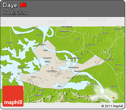 Shaded Relief 3D Map of Daye, physical outside