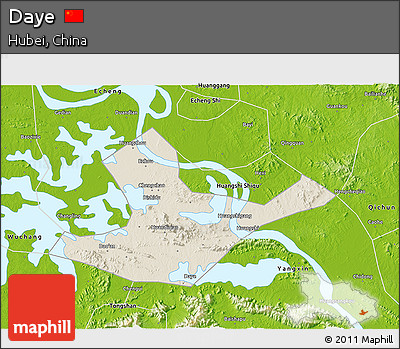 Shaded Relief 3D Map of Daye, physical outside