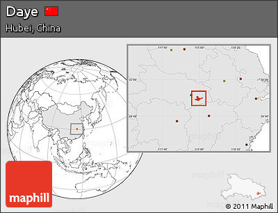 Blank Location Map of Daye, highlighted country