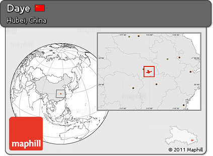 Blank Location Map of Daye, highlighted country