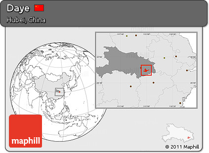Blank Location Map of Daye, highlighted country, highlighted parent region